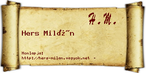 Hers Milán névjegykártya